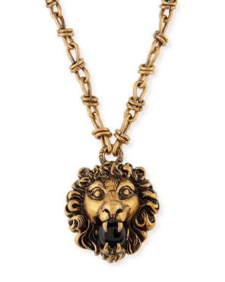 necklace with lion head pendant gucci|Gucci necklace wolf.